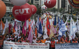 Imagem de uma manifestação unificada das centrais sindicais