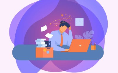 Imagem: Freepik Ilustração de um bancário esgotado