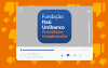 Arte com o logo da Fundação Itaú Unibanco dentro de uma tela de computador, com o fundo laranja
